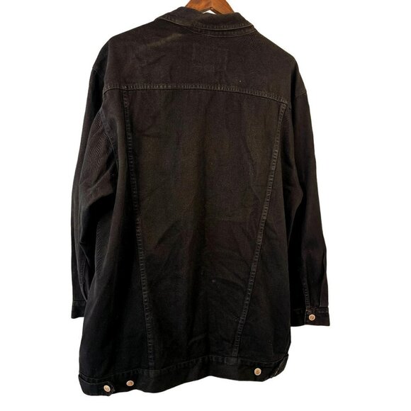 Y2K Avenue Blues Black Denim Jacket Logo Buttons Adjust Hem Womens Plus 18/20 - Picture 2 of 8